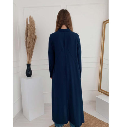 Modefa Dress Simple Zippered Topcoat Abaya 35984 Blue