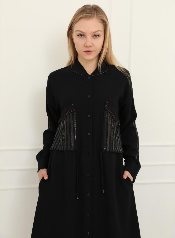 Modefa Dress Topcoat Abaya Black 35991