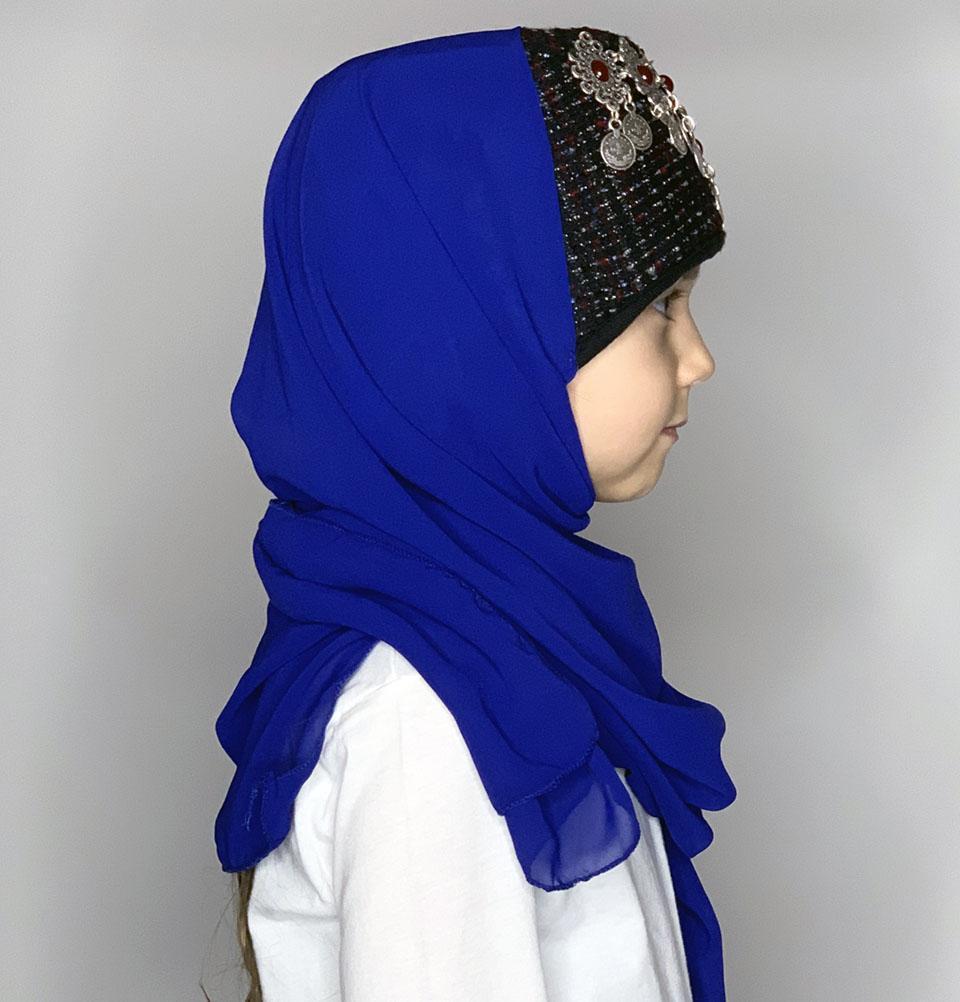 Modefa Ertugrul Hatun Hat Blue Traditional Turkish Ottoman Hat for Girls - Ertugrul Halime Hatun - Royal Blue