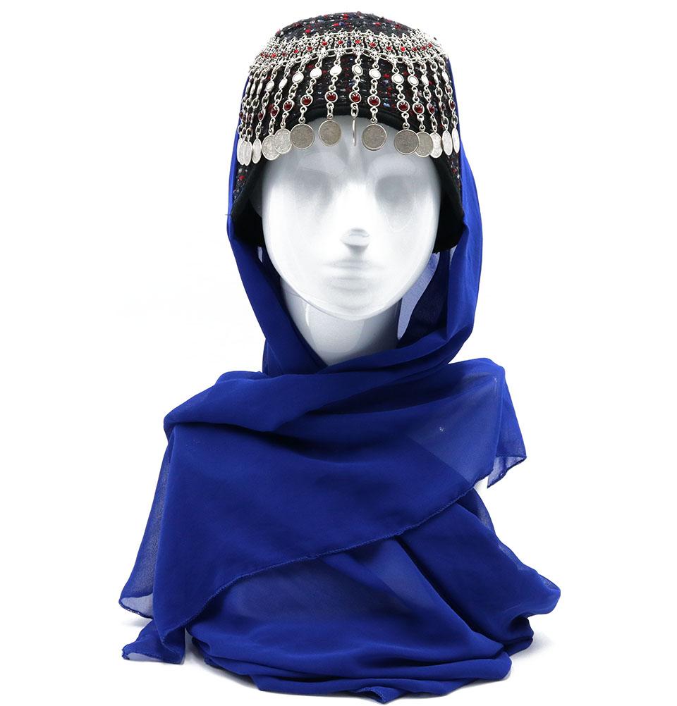 Modefa Ertugrul Hatun Hat Royal Blue Traditional Turkish Ottoman Hat for Women - Ertugrul Halime Hatun - Royal Blue