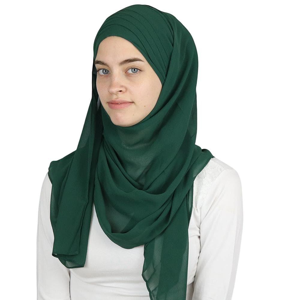 Practical Instant Chiffon Hijab Shawl CPS0062 Forest Green