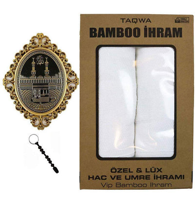 COMBO: Men's Bamboo Cotton Ihram Set + Elegant Plaque + Tawaf Tasbih