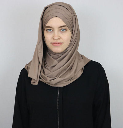 Modefa Instant Hijabs Beige Modefa Instant Criss-Cross Jersey Hijab Shawl – Beige