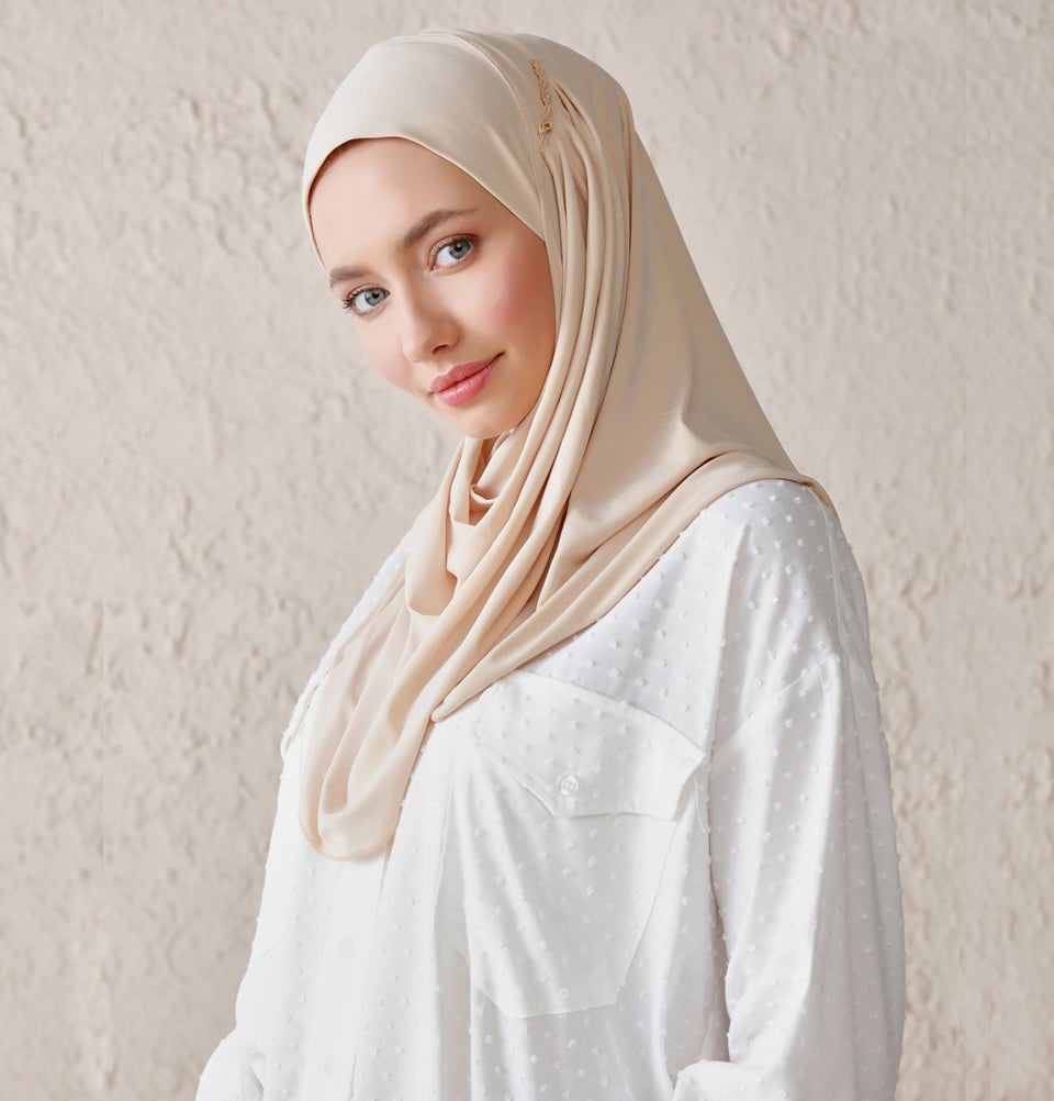Modefa Instant Hijabs Beige Modefa Instant Wave Jersey Hijab - Beige