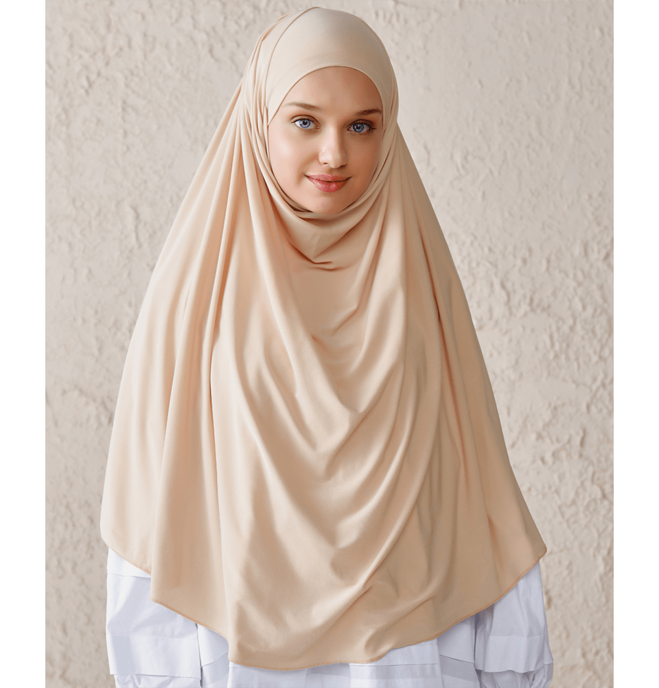 Modefa Instant Hijabs Beige One Piece Instant Long Khimar Hijab - Beige