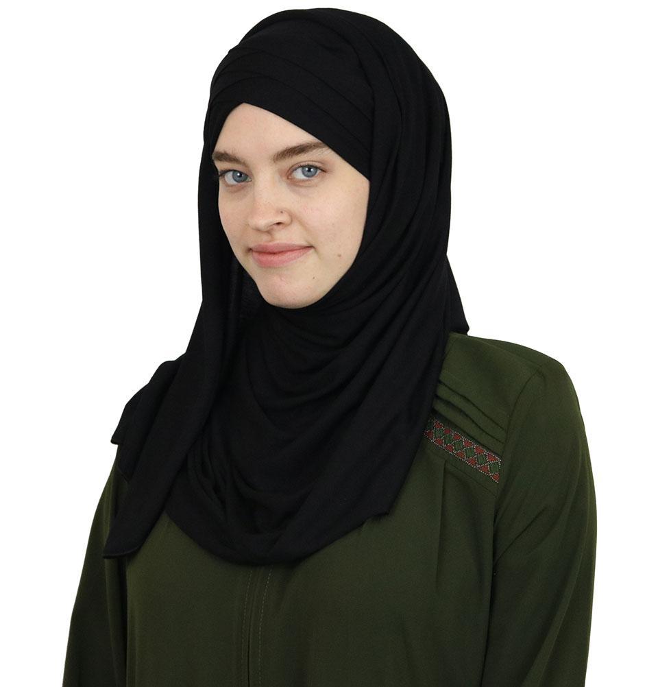 Modefa Instant Hijabs Black Modefa Instant Criss-Cross Jersey Hijab Shawl – Black