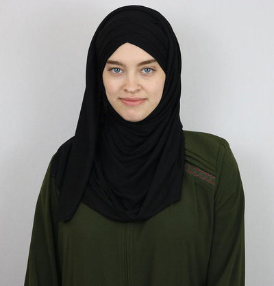 Modefa Instant Hijabs Black Modefa Instant Criss-Cross Jersey Hijab Shawl – Black