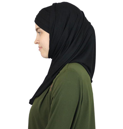 Modefa Instant Hijabs Black Modefa Instant Criss-Cross Jersey Hijab Shawl – Black