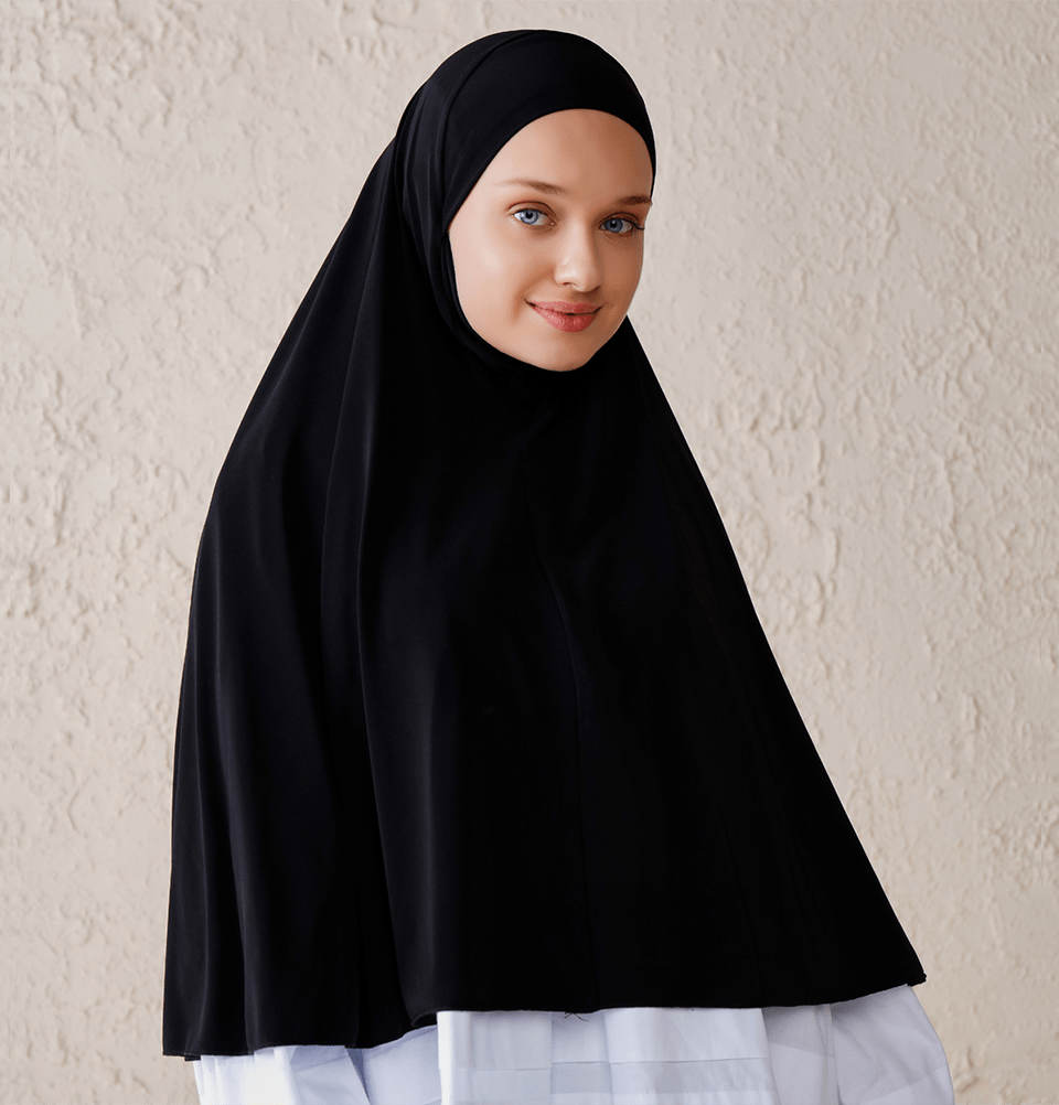 Modefa Instant Hijabs Black One Piece Instant Long Khimar Hijab - Black