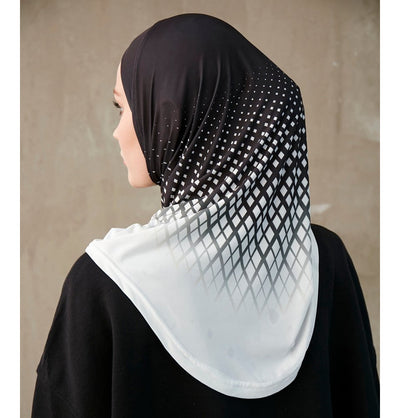 Modefa Instant Hijabs Black White Modefa One Piece Instant Sports Hijab - Ombré Diamond - Black White