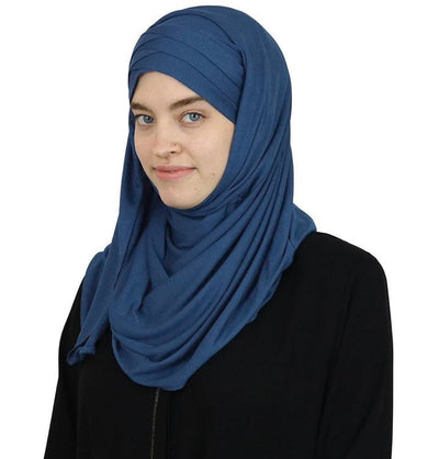 Modefa Instant Hijabs Blue Modefa Instant Criss-Cross Jersey Hijab Shawl – Blue