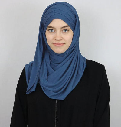 Modefa Instant Hijabs Blue Modefa Instant Criss-Cross Jersey Hijab Shawl – Blue