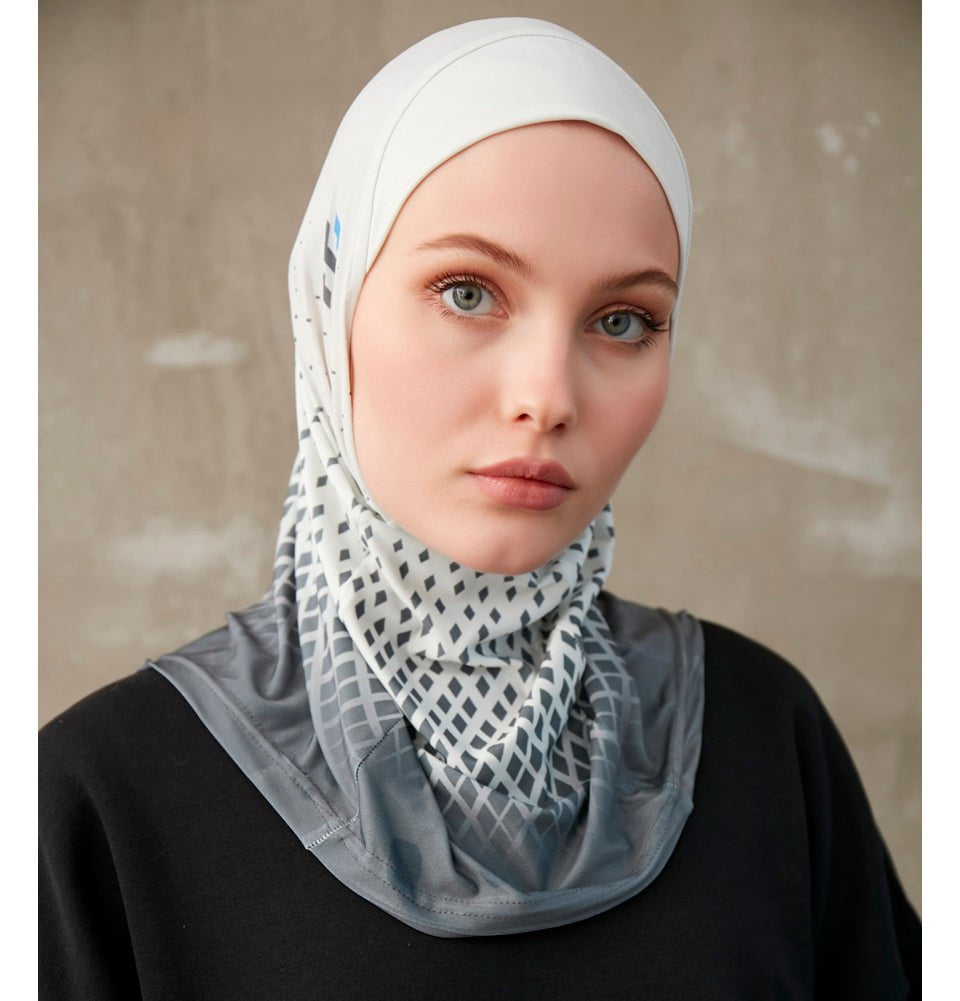 Modefa Instant Hijabs Gray Charcoal Modefa One Piece Instant Sports Hijab - Ombré Diamond - Gray Charcoal