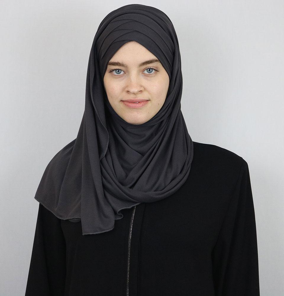 Modefa Instant Criss-Cross Jersey Hijab Shawl – Gray