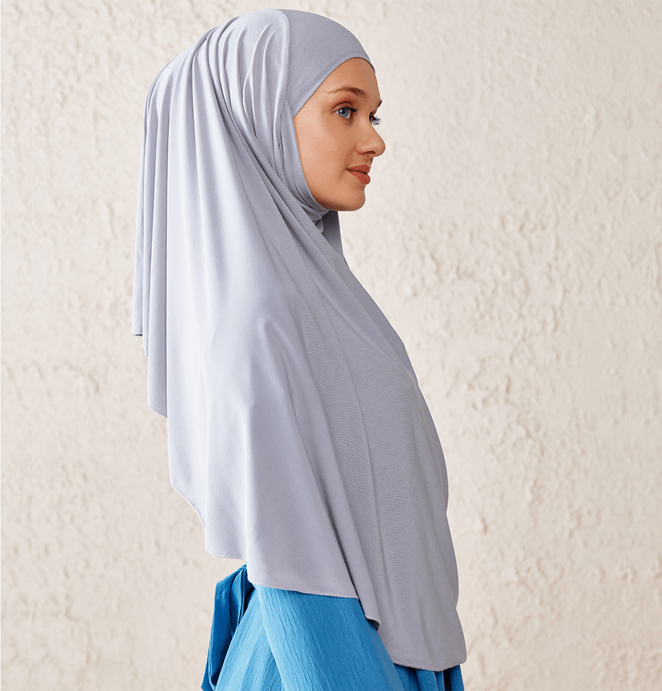 Modefa Instant Hijabs Gray One Piece Instant Long Khimar Hijab - Gray