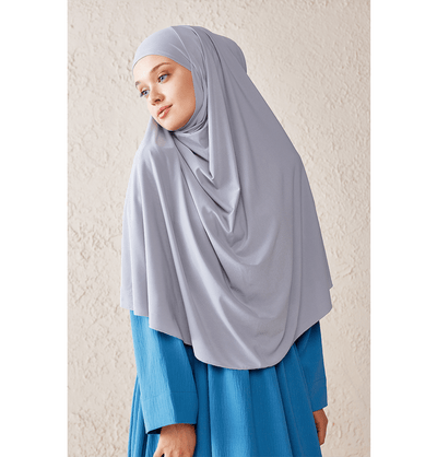 Modefa Instant Hijabs Gray One Piece Instant Long Khimar Hijab - Gray