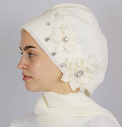 Modefa Instant Hijabs Ivory Instant Chiffon Turban Hijab HT0008 Ivory
