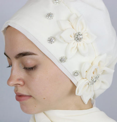 Modefa Instant Hijabs Ivory Instant Chiffon Turban Hijab HT0008 Ivory