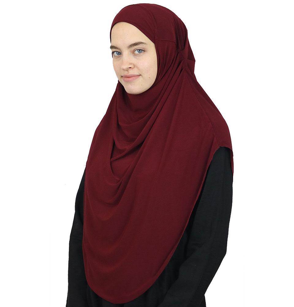 Modefa Long One Piece Instant Practical Hijab – Maroon
