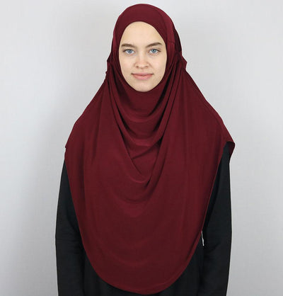 Modefa Long One Piece Instant Practical Hijab – Maroon