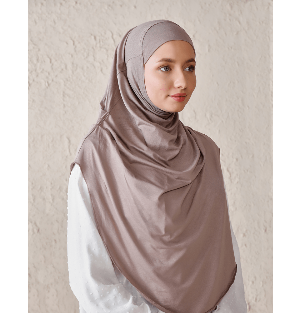 Modefa Instant Hijabs Mink Modefa Long Pleated Instant Jersey Hijab - Mink