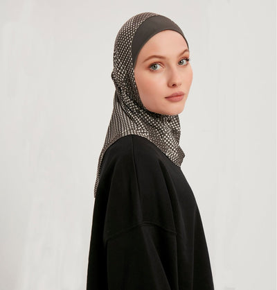 Modefa Instant Hijabs Mink Modefa One Piece Instant Sports Hijab - Checkered Polka Dot - Mink