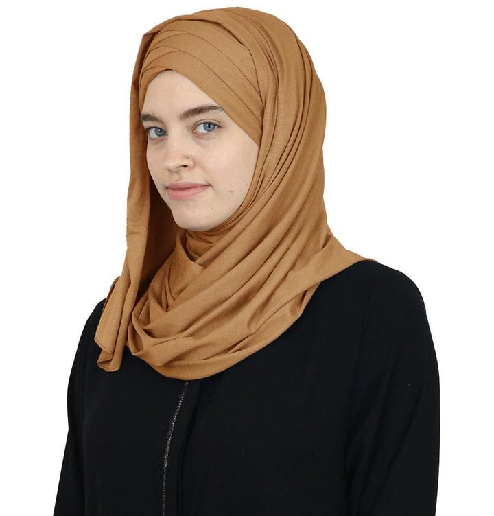 Modefa Instant Hijabs Mustard Modefa Instant Criss-Cross Jersey Hijab Shawl – Mustard