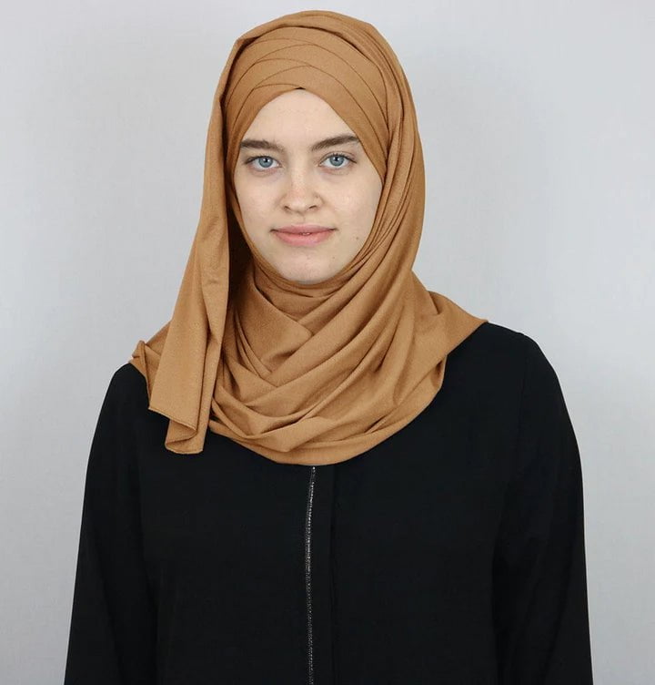 Modefa Instant Hijabs Mustard Modefa Instant Criss-Cross Jersey Hijab Shawl – Mustard