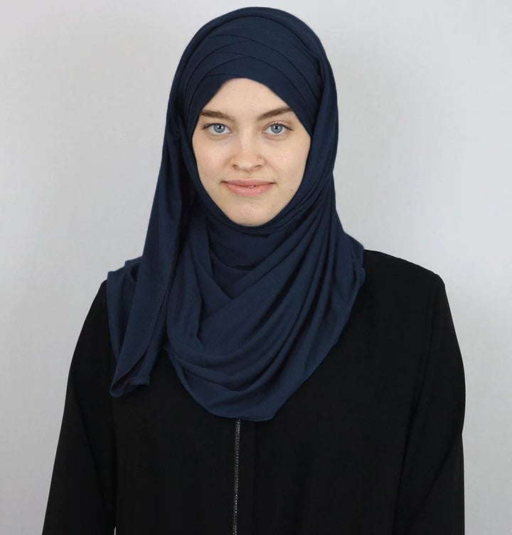 Modefa Instant Hijabs Navy Blue Modefa Instant Criss-Cross Jersey Hijab Shawl – Navy Blue