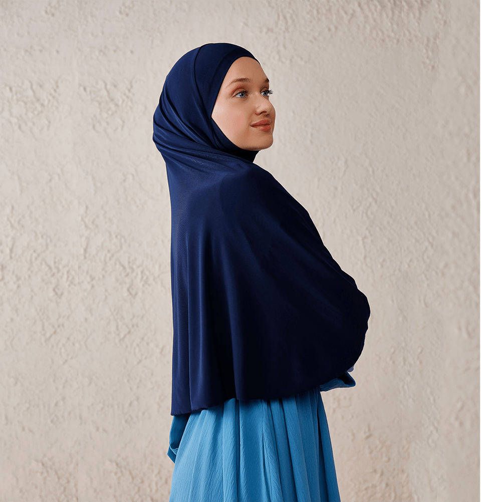 Modefa Instant Hijabs Navy One Piece Instant Long Khimar Hijab - Navy