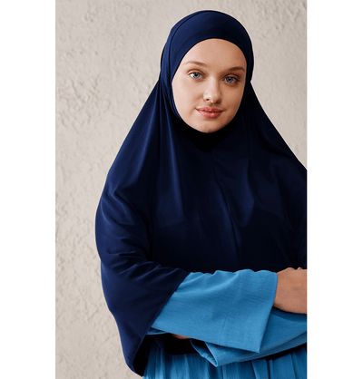 Modefa Instant Hijabs Navy One Piece Instant Long Khimar Hijab - Navy