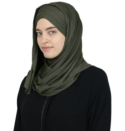 Modefa Instant Hijabs Olive Green Modefa Instant Criss-Cross Jersey Hijab Shawl – Olive Green