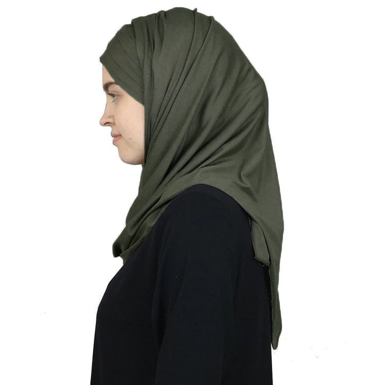 Modefa Instant Hijabs Olive Green Modefa Instant Criss-Cross Jersey Hijab Shawl – Olive Green