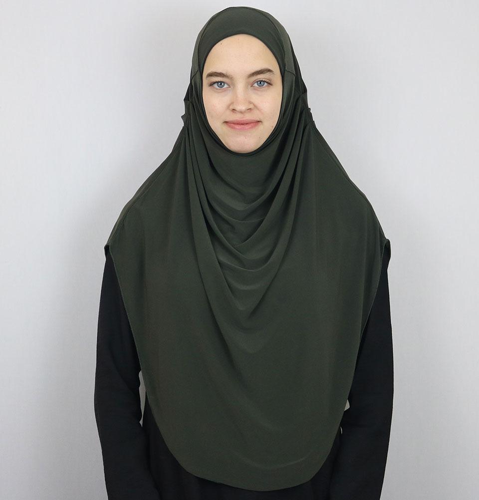 Modefa Instant Hijabs Olive Green Modefa Long One Piece Instant Practical Hijab – Olive Green