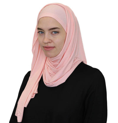 Modefa Instant Hijabs Pink Practical Instant Jersey Wrap Hijab BT1 Pink