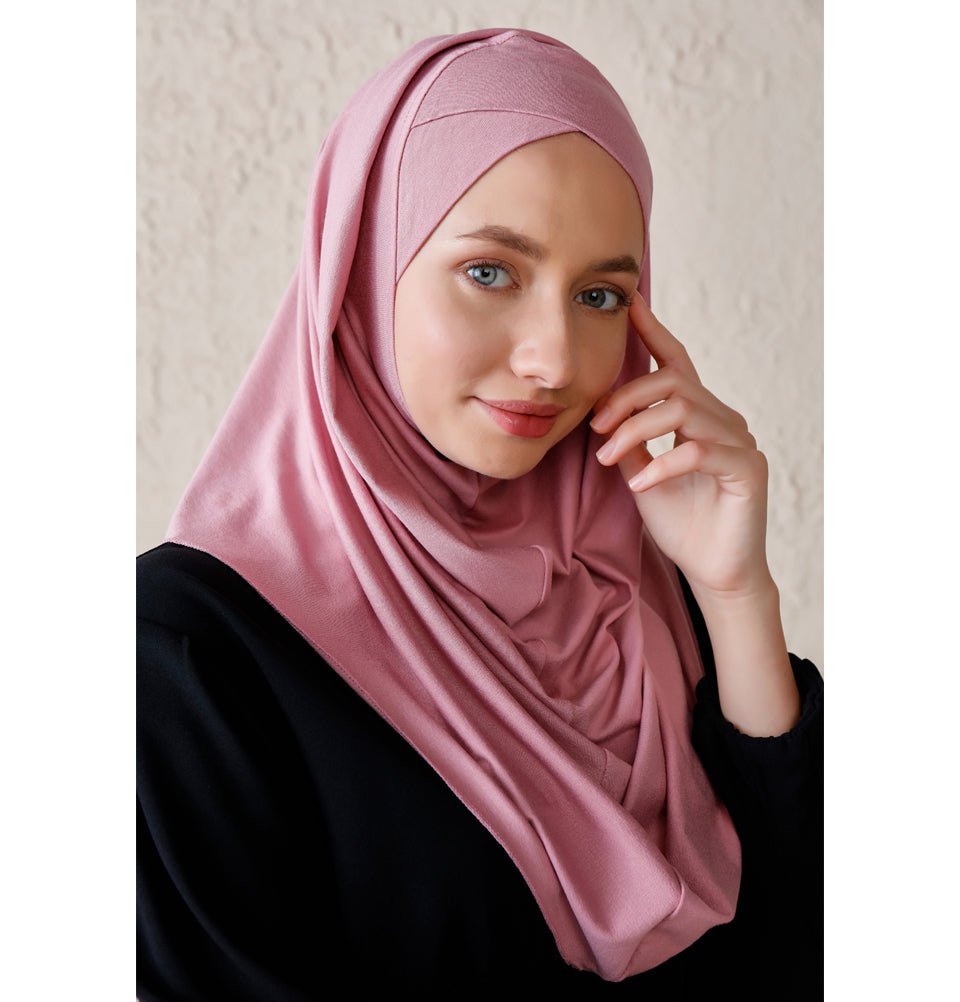 Modefa Instant Hijabs Powder Modefa Instant Criss-Cross Hoodie Jersey Hijab – Powder