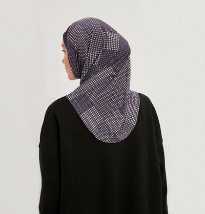 Modefa Instant Hijabs Purple Modefa One Piece Instant Sports Hijab - Checkered Polka Dot -Purple
