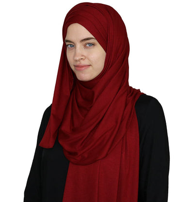 Modefa Instant Hijabs Red Modefa Instant Criss-Cross Jersey Hijab Shawl – Red