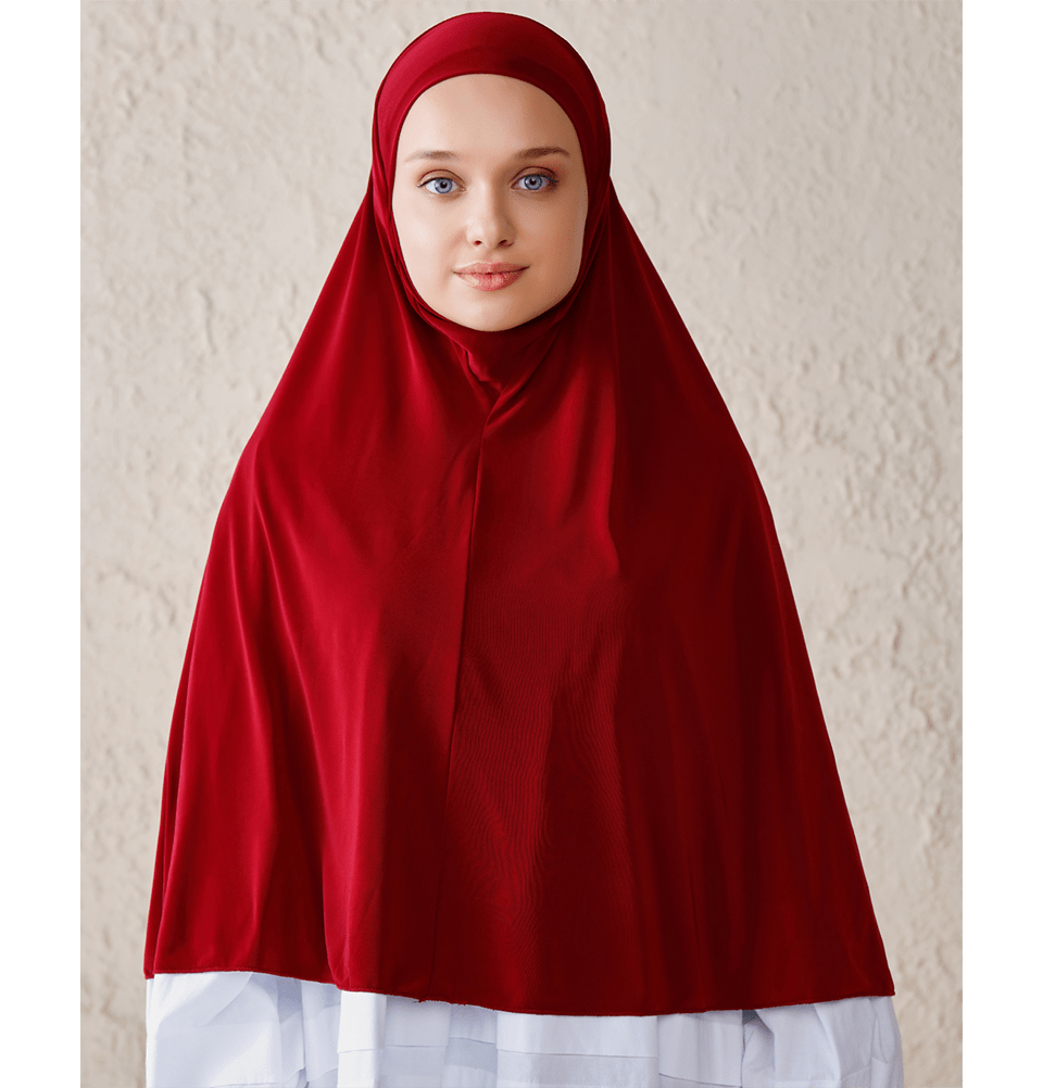 Modefa Instant Hijabs Red One Piece Instant Long Khimar Hijab - Red
