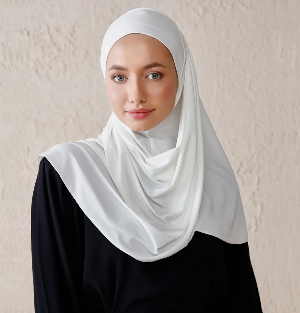 Modefa Instant Hijabs White Modefa Instant Wave Jersey Hijab - White