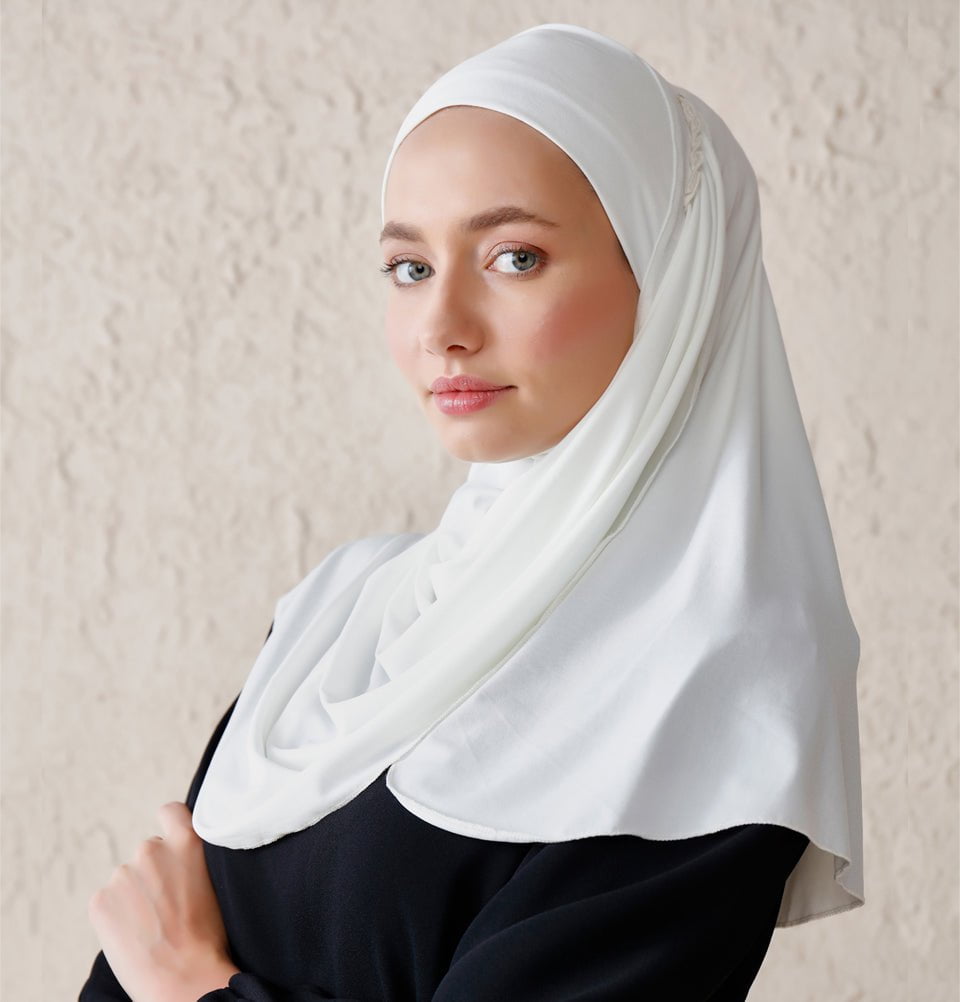 Modefa Instant Hijabs White Modefa Instant Wave Jersey Hijab - White