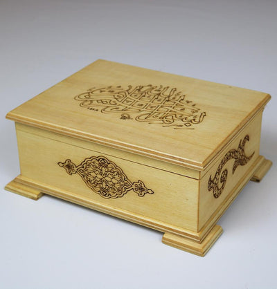 Handmade Wooden Luxury Quran Display Box with Quran - Beige