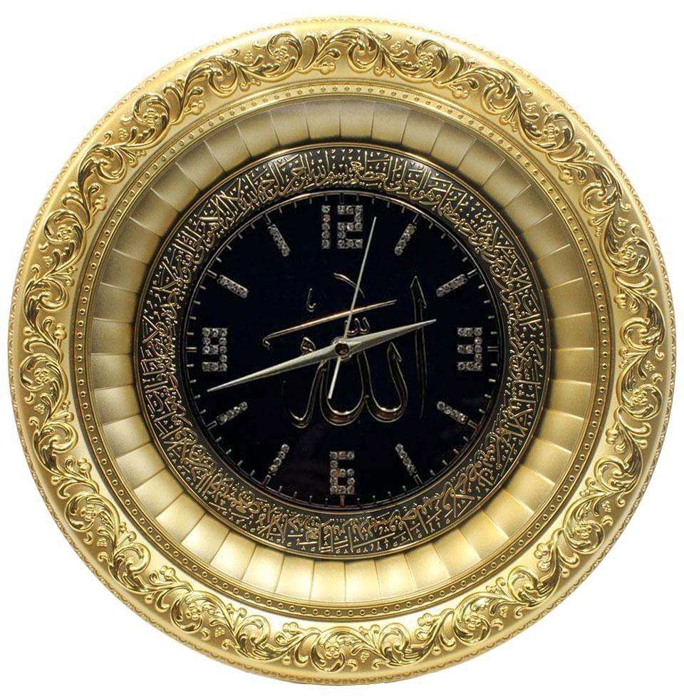14K ALLAH時計　手巻き アンティーク　不動 ジャンク Islamic Decor Circular Allah Clock Gold/Black 36cm 3345