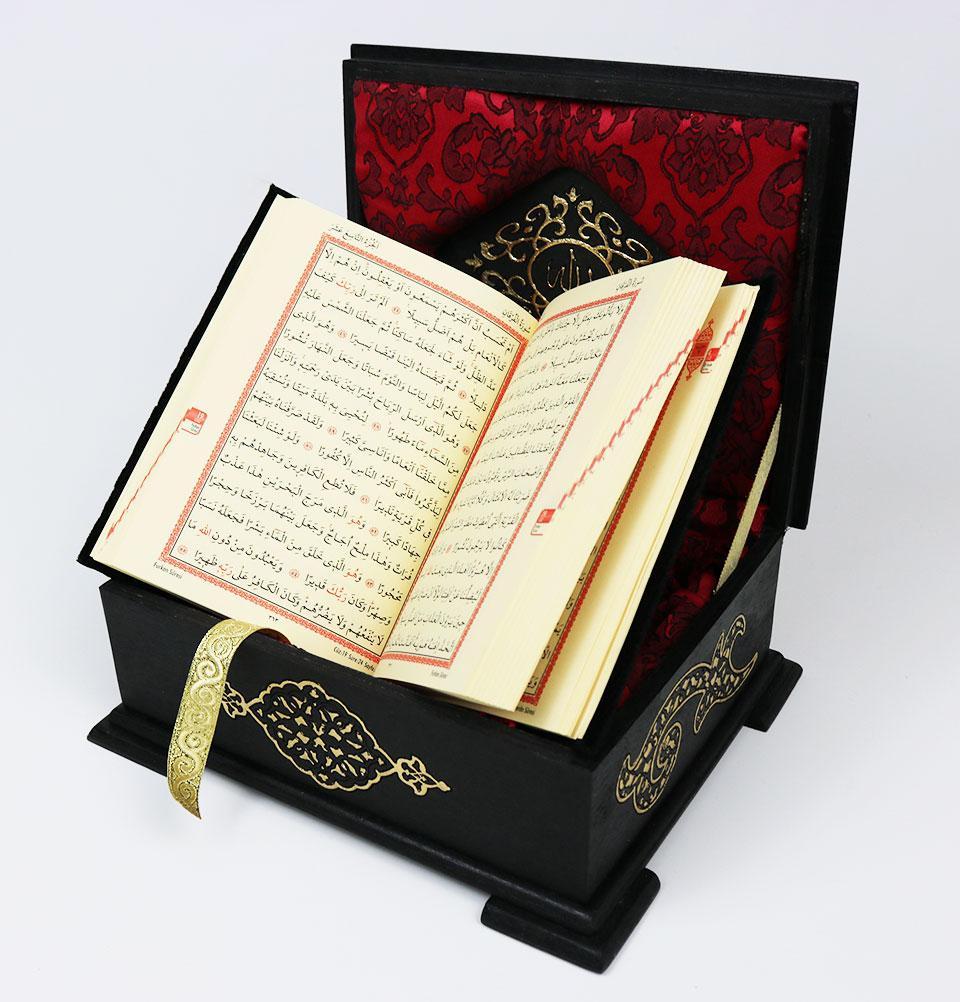 Handmade Wooden Luxury Quran Display Box with Quran - Black