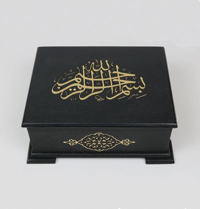 Handmade Wooden Luxury Quran Display Box with Quran - Black