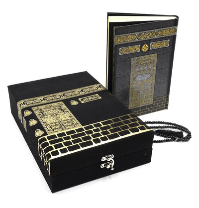 Modefa Islamic Decor Black Modefa Islamic Luxury Gift Box | Velvet Box with Quran & Selcuk Star Prayer Mat | Kaba Black