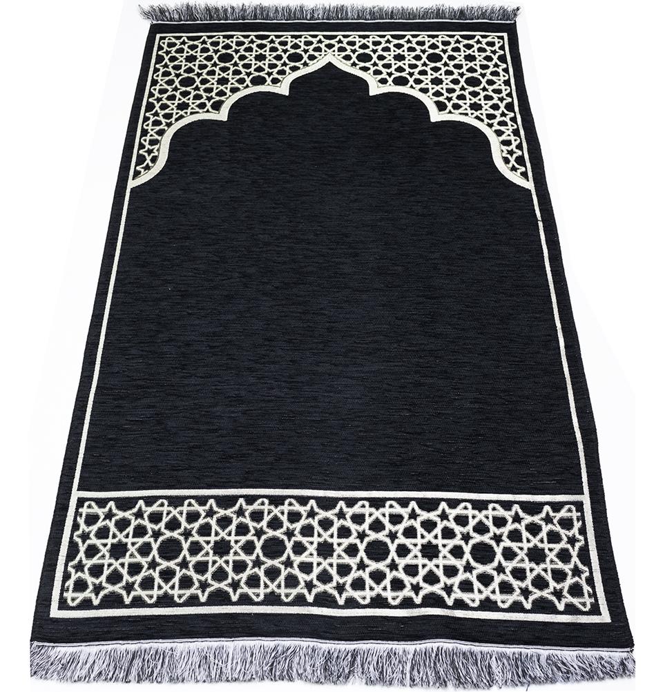 Modefa Islamic Decor Black Modefa Islamic Luxury Gift Set | Velvet Box with Quran & Selcuk Star Prayer Mat | Kaba Black