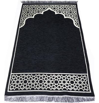 Modefa Islamic Decor Black Modefa Islamic Luxury Gift Set | Velvet Box with Quran & Selcuk Star Prayer Mat | Kaba Black