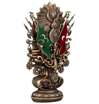 Modefa Islamic Decor Bronze Islamic Table Decor | Ottoman Coat of Arms | Bronze 340-4S