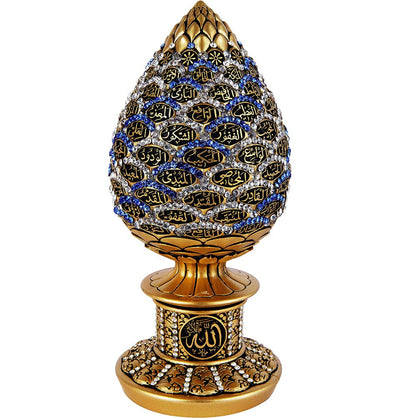 Modefa Islamic Decor Gold/Blue Islamic Table Decor | 99 Names of Allah Egg | Gold & Blue 160-MB